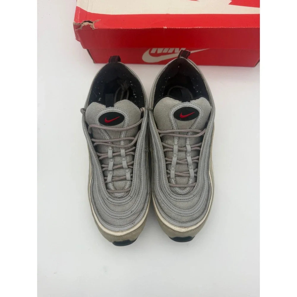 Nike Air Max 97 OG QS Silver Bullet Metallic Silver Red 884421-001 Mens Size 10